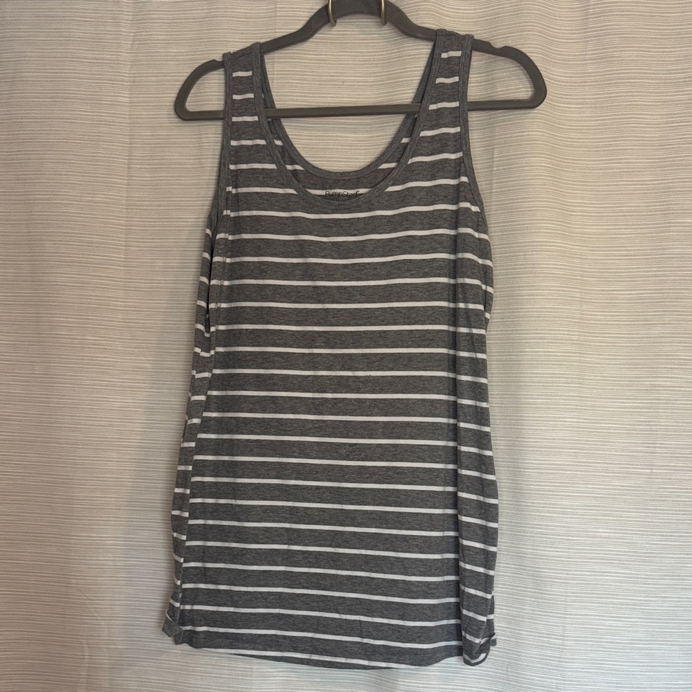3 for $10 - BumpStart Gray and White Striped Tank Top